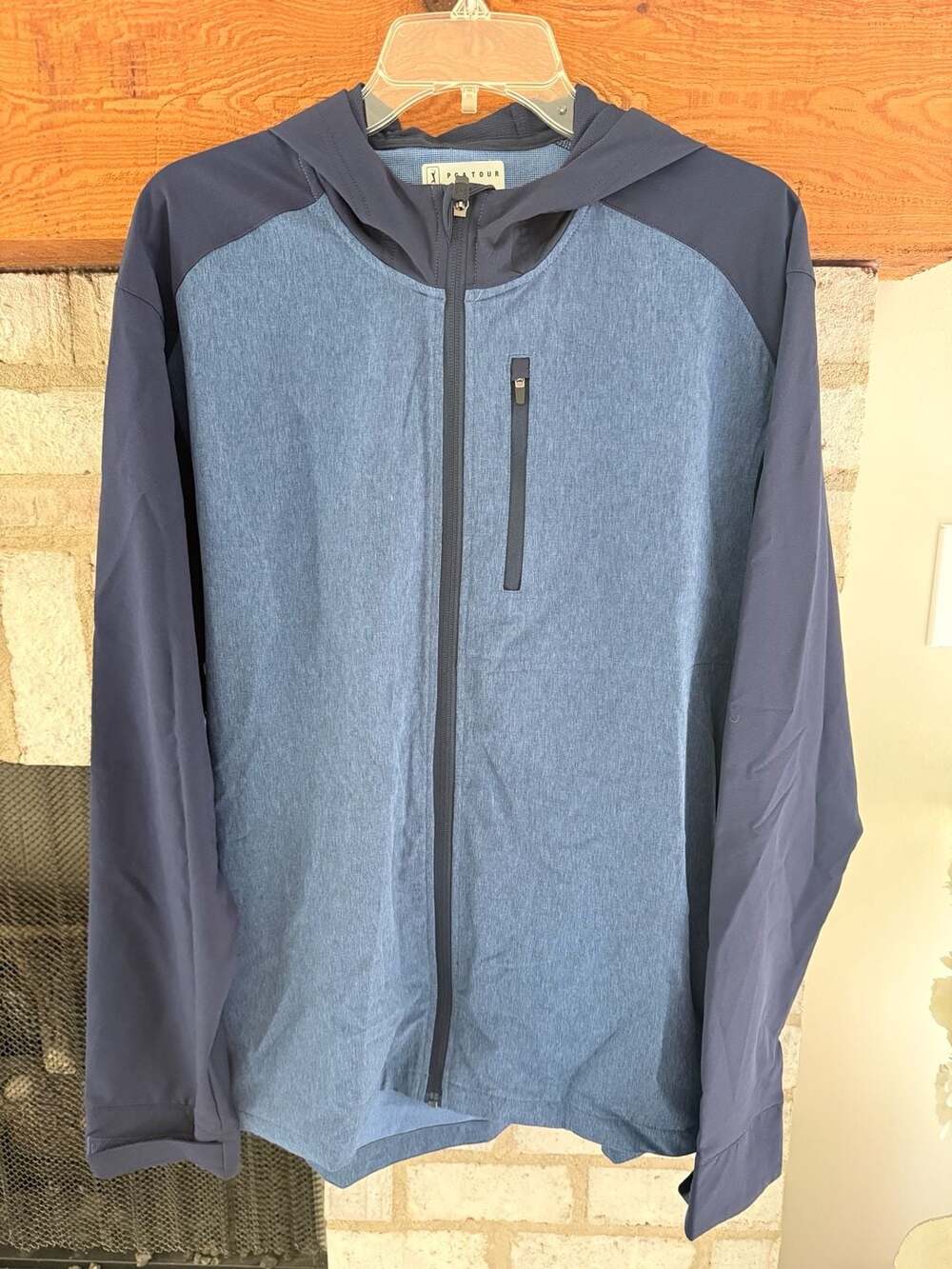 PGA Tour Men's Full Zip Hooded Jacket Blue Heather Size Large